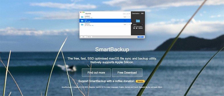 An image featuring the SmartBackup backup software website homepage screenshot