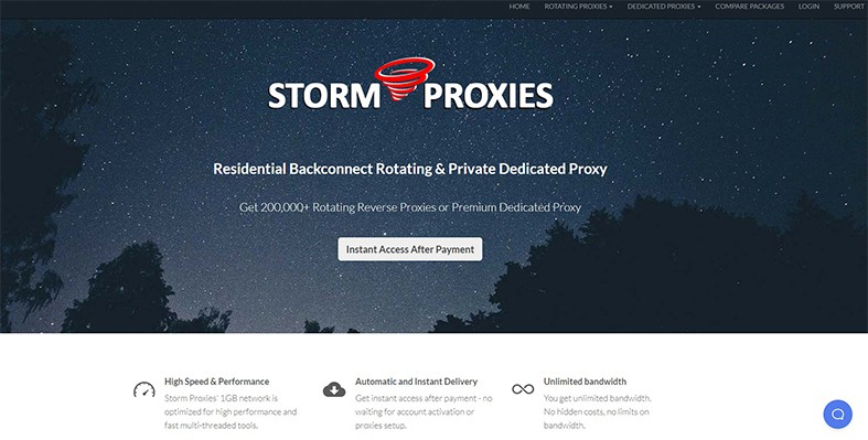 An image featuring Storm Proxies website