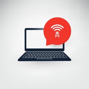 An image featuring unsafe wireless connection on laptop concept