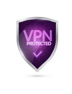 An image featuring a VPN protected shield logo concept