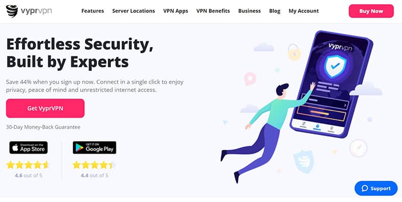 VYPRVPN Web Sitesi Home Page içeren bir resim