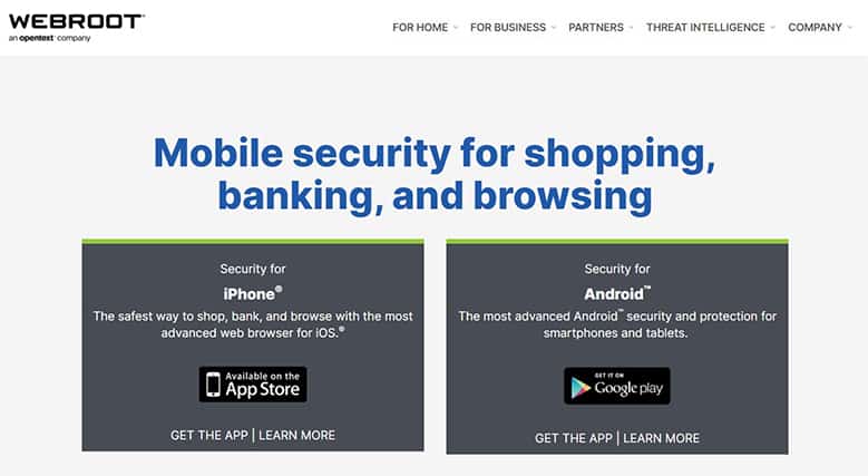 An image featuring Webroot SecureAnywhere website screenshot