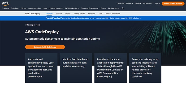 An image featuring AWS CodeDeploy website screenshot