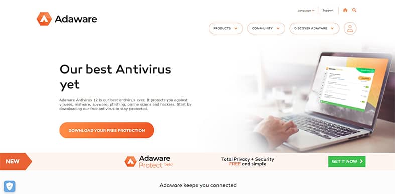 An image featuring Adaware Antivirus website