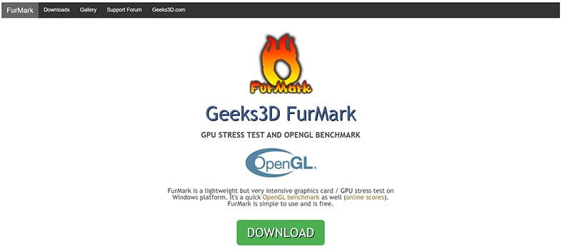 An image featuring FurMark website homepage screenshot