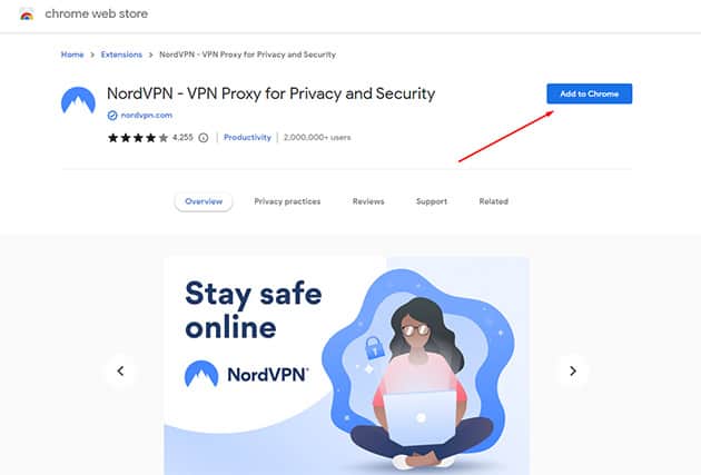 An image featuring how to add a VPN extension on Google Chrome step5