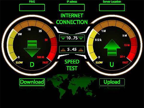 An image featuring internet connection speed test gadgets with download and upload speed concept