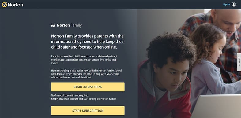 An image featuring Norton Family parental control app