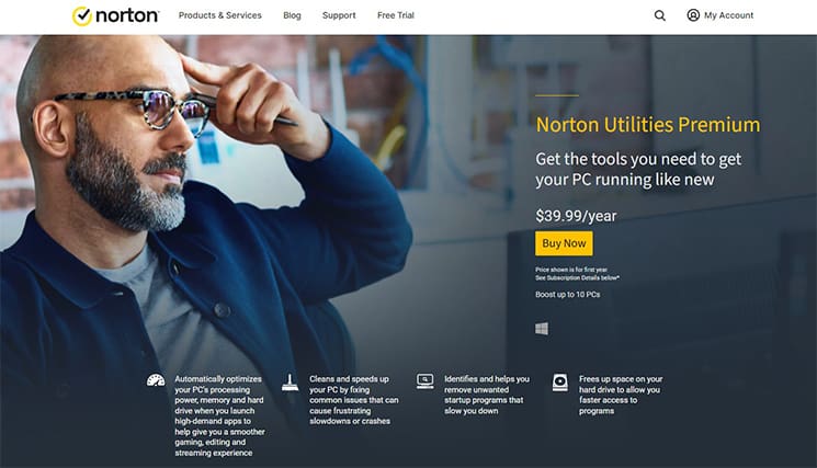 An image featuring Norton Utilities Premium website screenshot
