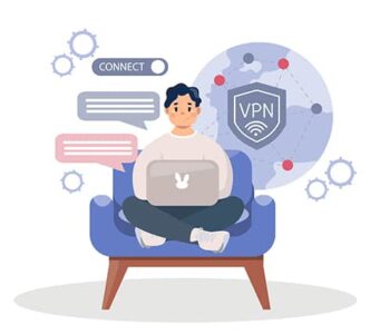 An image featuring a person using a VPN connection on his laptop concept