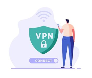 An image featuring a person being connected to a VPN secure connection concept