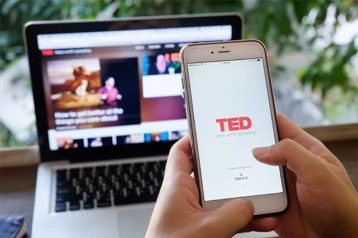 An image featuring ted talk opened on phone and laptop concept