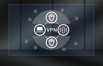 An image featuring VPN security on laptop and on the internet concept