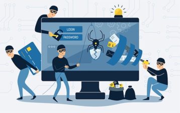 An image featuring multiple hackers and cybercriminals representing web security threats concept