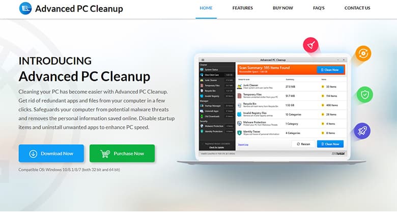 An image featuring Advanced PC Cleanup website screenshot