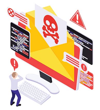 An image featuring a person being warned by spyware danger representing avoiding spyware concept