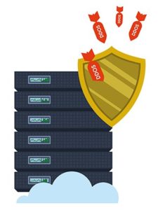 An image featuring a database being attacked by a DDoS attack concept