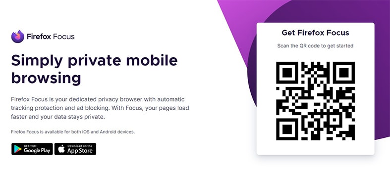 An image featuring Firefox Focus screenshot