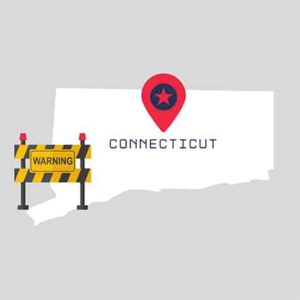 An image featuring geographical barrier warning sign on Connecticut concept
