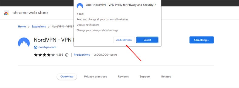 An image featuring how to add a VPN extension on Google Chrome step6