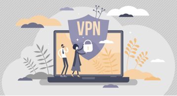 An image featuring people using a VPN on their laptop concept