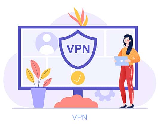 Una imagen con una conexión VPN segura en el concepto de PC