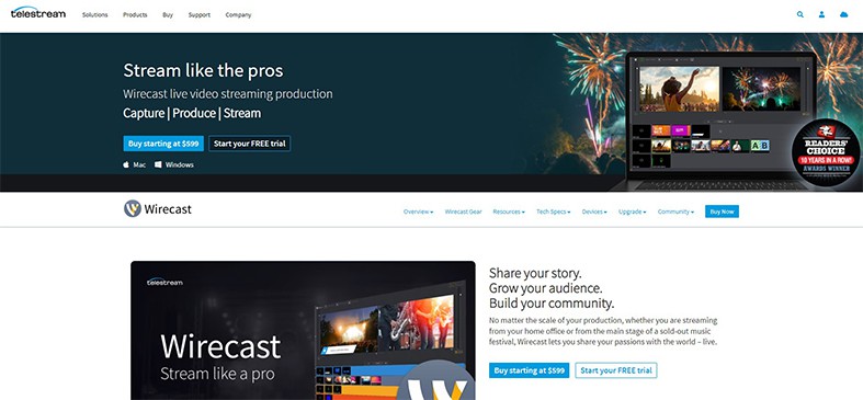 An image featuring WireCast website homepage screenshot