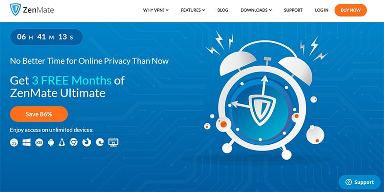 An image featuring the ZenMate VPN website homepage