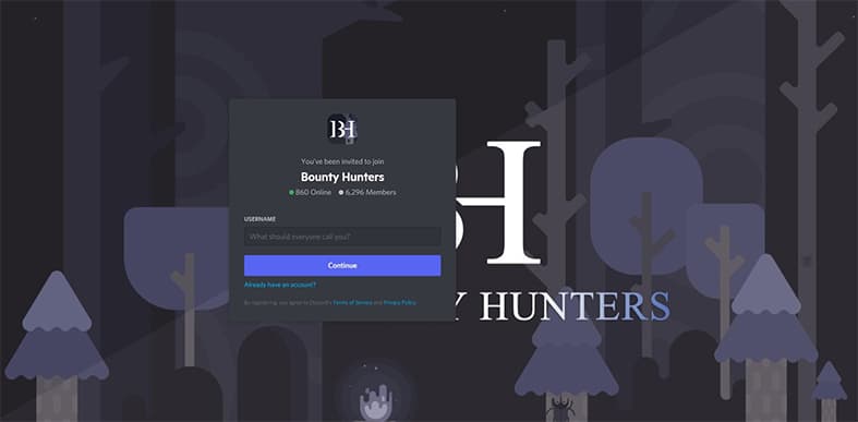 An image featuring Bounty Hunters discord server screenshot