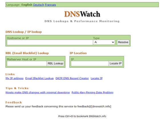 An image featuring the official DNSWatch website homepage screenshot