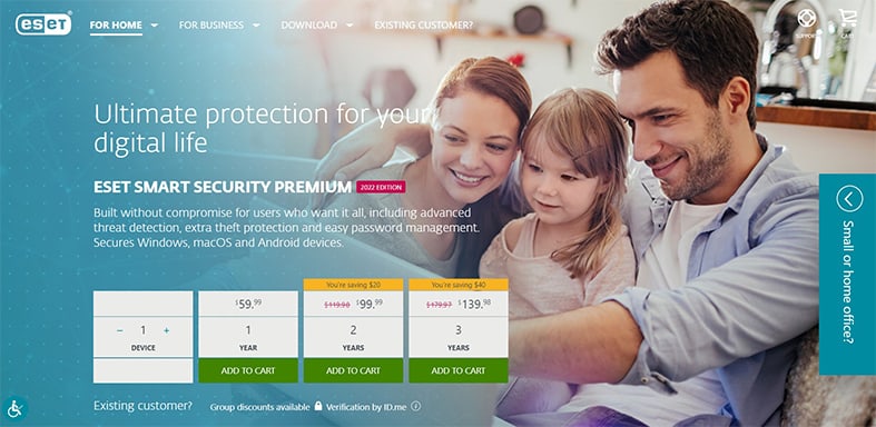 An image featuring ESET Smart Security Premium website screenshot