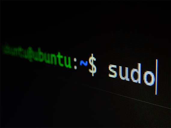 An image featuring linux interface with sudo command concept