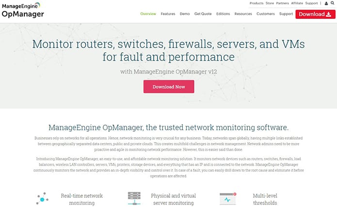 An image featuring ManageEngine OpManager website