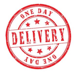 An image featuring one day delivery sign concept