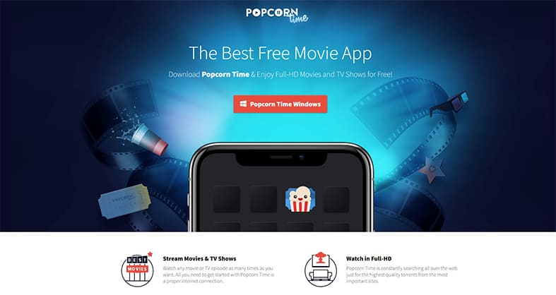 An image featuring Popcorn TIme website