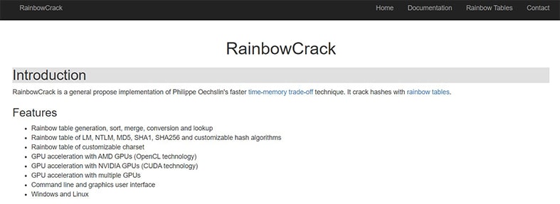 An image featuring RainbowCrack password cracker