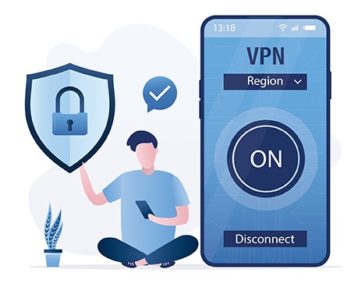 An image featuring a person using a VPN service on his mobile phone concept