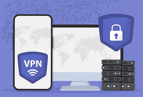 An image featuring VPN service on multiple devices concept