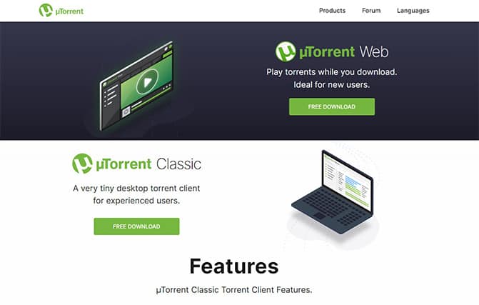 An image featuring uTorrent website