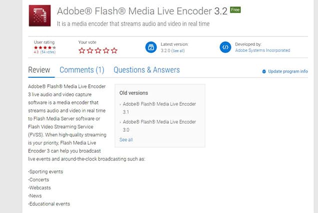 An image featuring Adobe Flash Media Live Encoder screenshot
