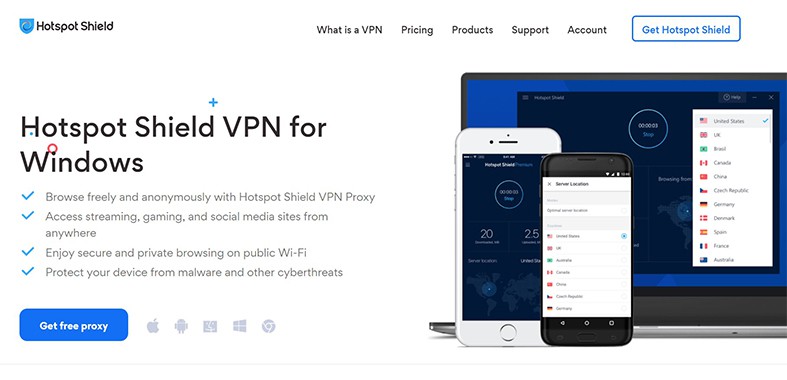 An image featuring Hotspot Shield Free Proxy website