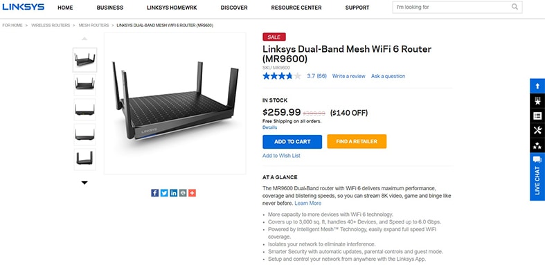 An image featuring Linksys Dual-Band Mesh Wi-Fi 6 Router