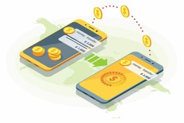 An image featuring money transfer and payment application concept