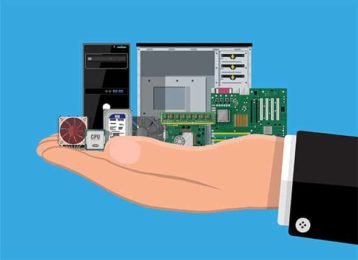 An image featuring a person holding out his hand and holding PC hardware concept