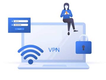 An image featuring a person using a VPN service on laptop concept