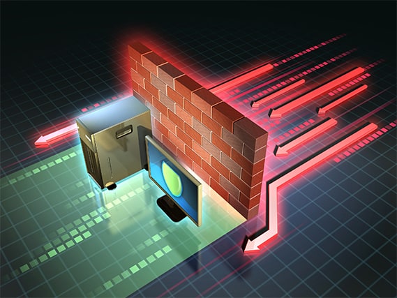 An image featuring a secure firewall on PC concept