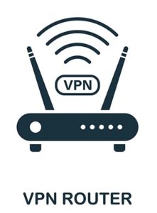 IT 개념에 VPN 연결이있는 라우터가 특징 인 이미지