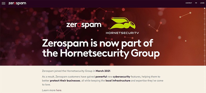 An image featuring the ZeroSpam website homepage