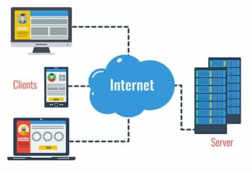 An image featuring client server network concept