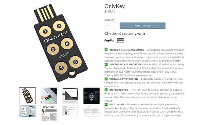 An image featuring CryptoTrust OnlyKey website screenshot